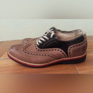 NWOB Nordstrom 1901 Punched Wingtip Oxfords Two-Tone Brown Leather Size: 9M